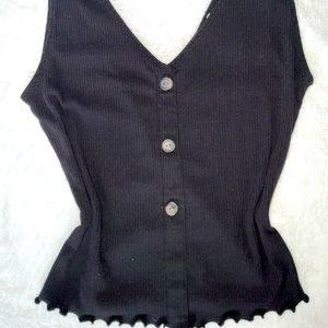 Cropped buttoned black small strapped shirt